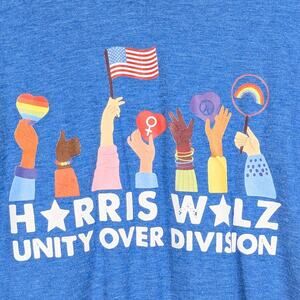Harris Walz Unity Over Division T-Shirt 4XL Blue Graphic Tee Political Shirt